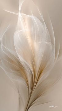 blanc et or - fleurs et plumes sur Gelissen Artworks