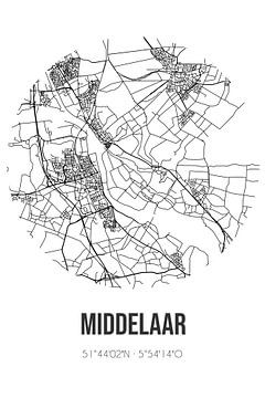 Middelaar (Limburg) | Karte | Schwarz und weiß von Rezona