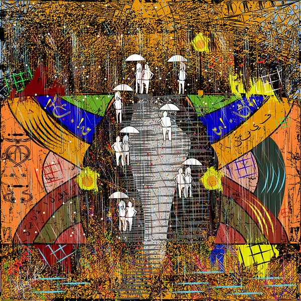 Art abstrait moderne avec des lignes colorées par EL QOCH