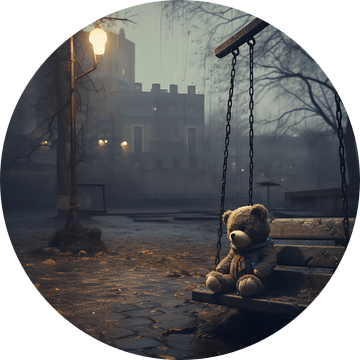 Verlaten door de Avond: De Teddybeer op de Schommel van Karina Brouwer