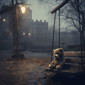 Abandoned by the Evening: The Teddy Bear on the Swing by Karina Brouwer