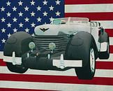 Cord 812 Lone Runner Concept 1936 met vlag van de V.S. van Jan Keteleer thumbnail