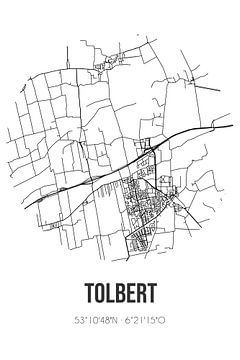 Tolbert (Groningen) | Carte | Noir et blanc sur Rezona