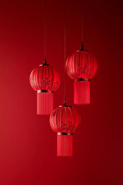Rote Laternenräume von Poster Art Shop