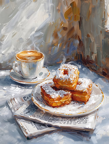 Koffie en gebak bij het ontbijt