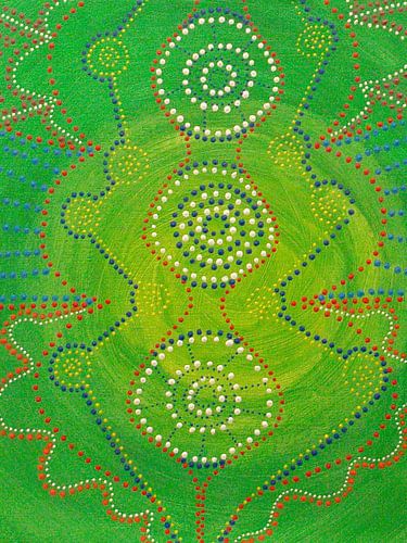 Groen schilderij met stippen