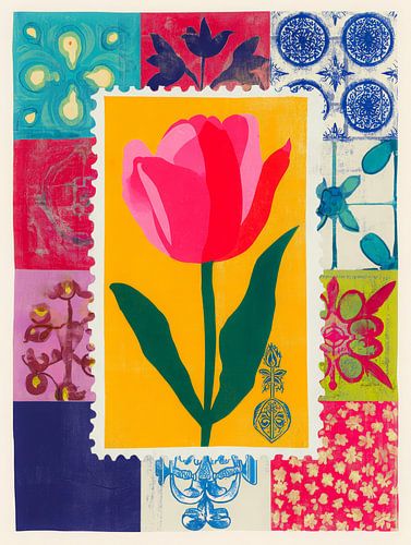 Farbenfrohe Tulpen-Collage