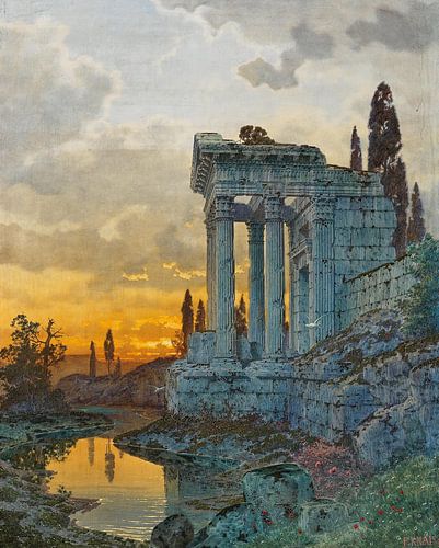 FERDINAND KNAB, zuidelijk zicht met ruïnes, ca 1900
