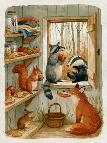 De petits voleurs dans le garde-manger – Les Woodland Friends partagent leur butin hivernal