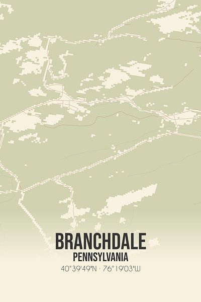 Carte ancienne de Branchdale (Pennsylvanie), USA. par Affiches de lieux