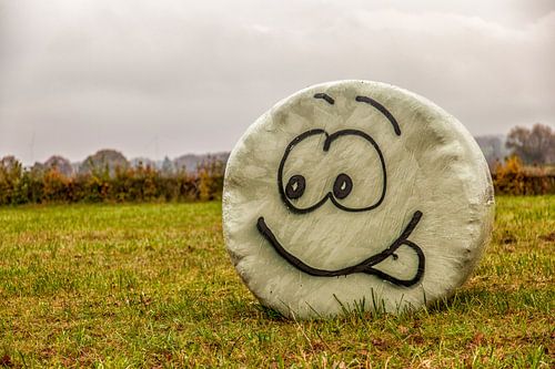 Plastic hooibaal met Smiley