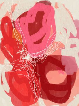 Roze en rood. Moderne abstracte kunst. van Dina Dankers