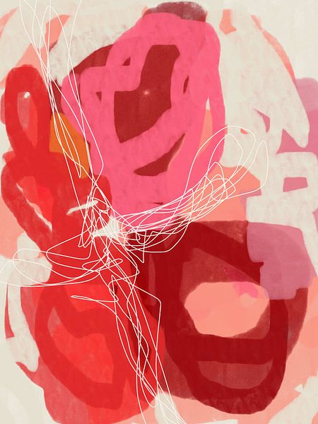 Pink and red. Modern abstract art. by Dina Dankers