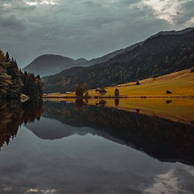 Herfstige bergmeeridylle. Weerspiegeling in het Voor-Alpenland van Pitkovskiy Photography|ART