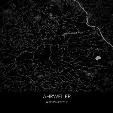 Schwarz-weiße Karte von Ahrweiler, Rheinland-Pfalz, Deutschland. von Rezona