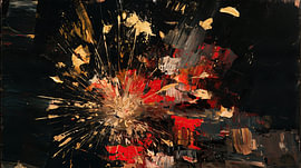 Abstract gold and red fireworks by TheXclusive Art