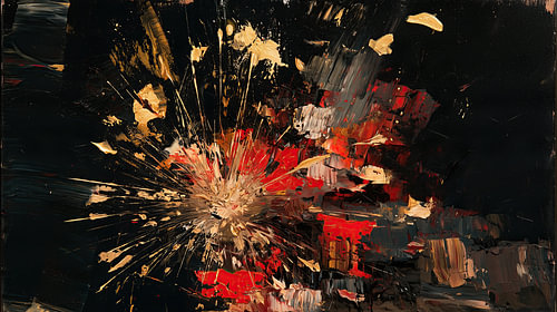 Abstract gold and red fireworks