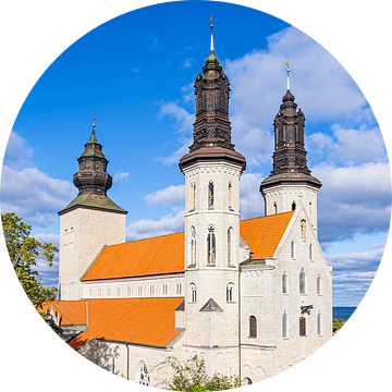 Uitzicht op de kathedrale kerk in Visby op Gotland, Zweden