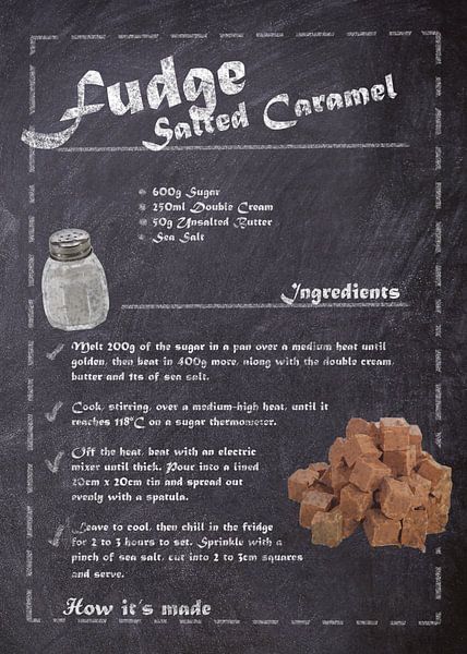 Recipe Dessert - Fudge, Salted Caramel van JayJay Artworks