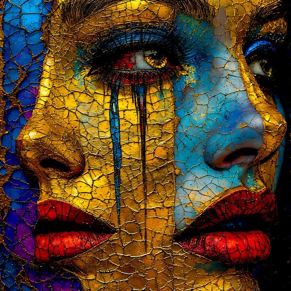 Zerbrochenes Antlitz – Farbige Dualität von A.D. Digital ART