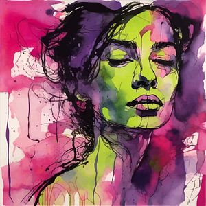 Minimalistische Aquarellmalerei einer Frau