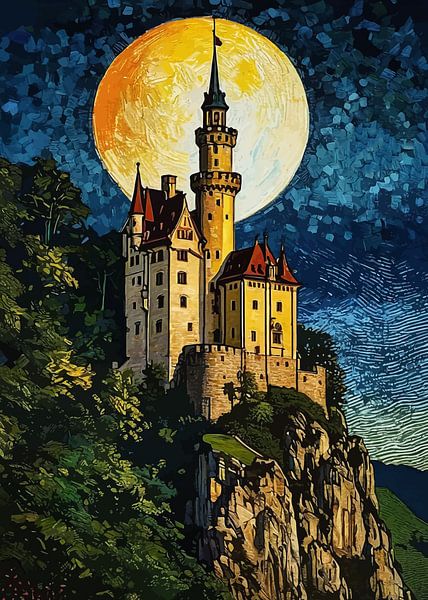 Schloss Lichtenstein Full Moon by MIROKKU