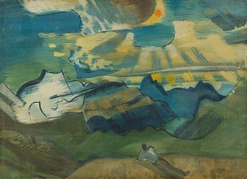 August Babberger - Landscape with a reclining hiker