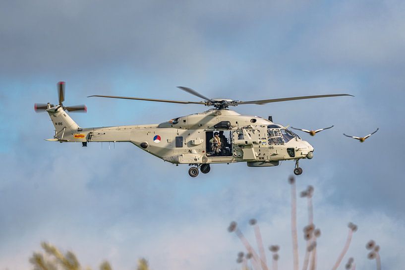 Dutch NH-90 helicopter just before landing. by Jaap van den Berg