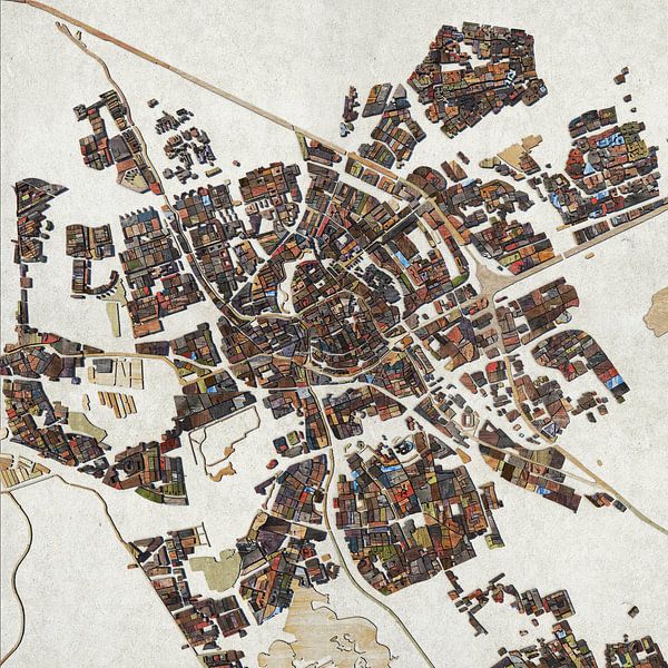 Scrapwood map Groningen by Frans Blok - photos, art and other wall decoration
