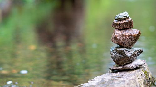 Stones of balance Meditation Zen by a river
