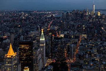 Avondopname NY-Manhattan, o.a. Ground Zero. van Arthur van den Berg
