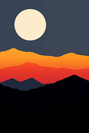 Der Mond beleuchtet eine stille Bergkette. von Minimal Blue