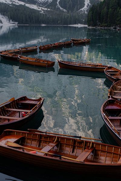 Boats at lago di braies by Manon Hak