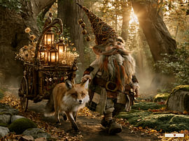 Gnome mit Fuchs im Wald