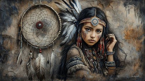 indiaan in Da Vinci stijl