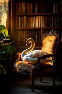 Zwaan op troon van Poster Art Shop