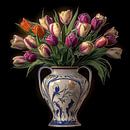 Bouquet of tulips in beautiful vase by Rene Ladenius Digital Art thumbnail