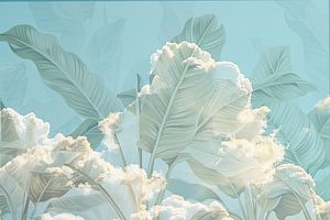 Collage rêveur de nuages et de feuilles