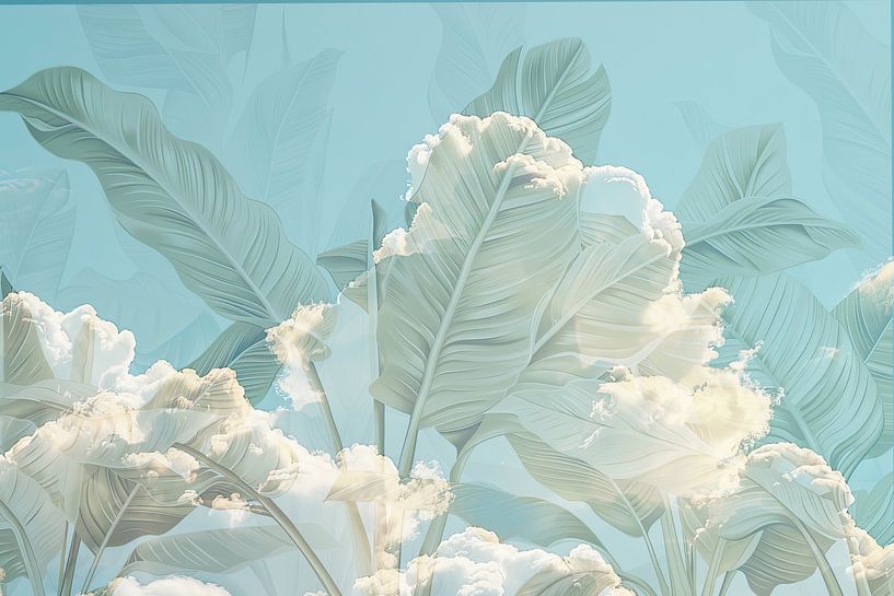 Verträumte Collage aus Wolken und Blättern von Vlindertuin-Art