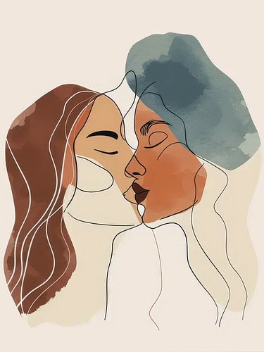 Two Women Kissing Style Abstract