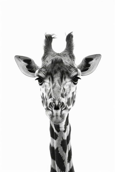 Girafe en noir et blanc par Poster Art Shop