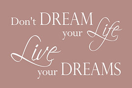 Live Your Dreams – Citation positive en vieux rose sur Sandra Hazes