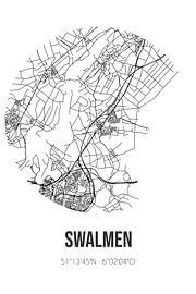 Swalmen (Limburg) | Landkaart | Zwart-wit van Stad & Wand