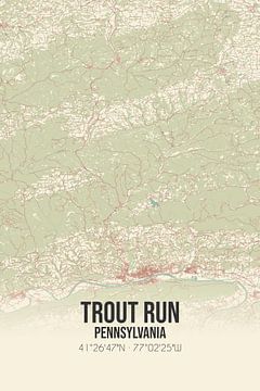 Alte Karte von Trout Run (Pennsylvania), USA. von Rezona