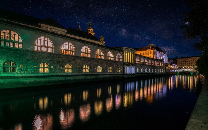 Ljubljana bij nacht van Mart Houtman