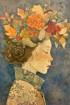 Herfst Portret Vrouw | Harvest Bloom Silhouette van Kunst Kriebels
