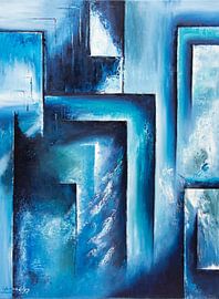 Abstrait bleu. sur Yvonne Weijers van Hout