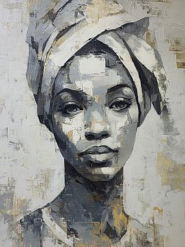 Zij Die Straalt – Portret in Goud en Grijstinten