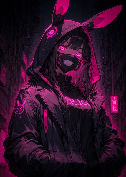Streetwear Anime Mädchen Cyberpunk von Ruzerin
