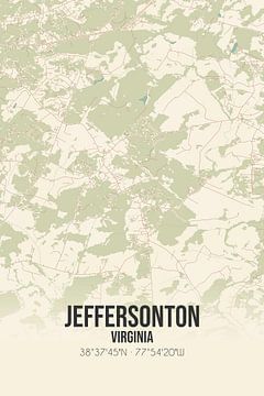 Vintage landkaart van Jeffersonton (Virginia), USA. van MijnStadsPoster